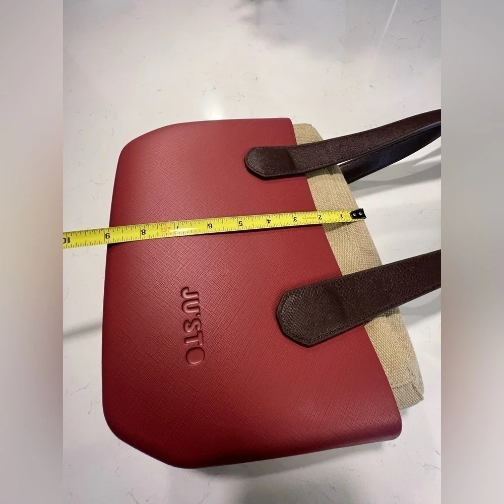 Justo burgundy/tan/brown Tote Handbag - Picture 9 of 9